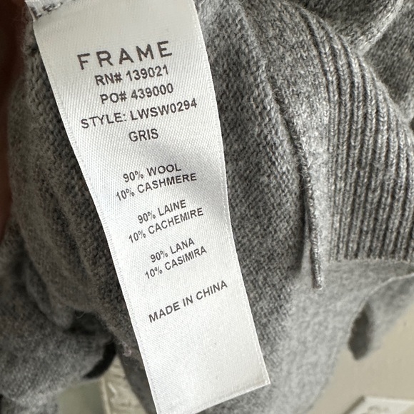 Frame Wool/Cashmere Tie-Front Gray Sweater - Picture 3 of 4